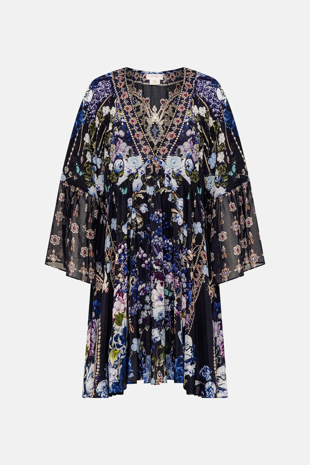 A-LINE RUFFLE SLEEVE DRESS OBSIDIAN BLOOM - Image 3