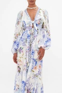 WRAP TIE DRESS WITH BLOUSON SLEEVE PAINT ME POSITANO -clothing shop CAMILLA 00026620 PAINTMEPOSITANO WRAPTIEDRESSW BLOUSONSLEEVE 4