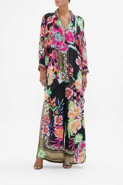 BUTTON UP TOP WITH DRAPED BACK PRINTED PRIMA VERA