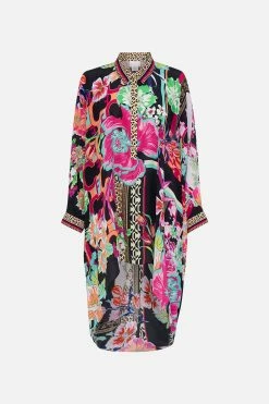 BUTTON UP TOP WITH DRAPED BACK PRINTED PRIMA VERA 8 BUTTON UP TOP WITH DRAPED BACK PRINTED PRIMA VERA -clothing shop CAMILLA 00026634 BUTTON UP TOP WITH DRAPED BACK PRINTED PRIMA VERA GHOST 1