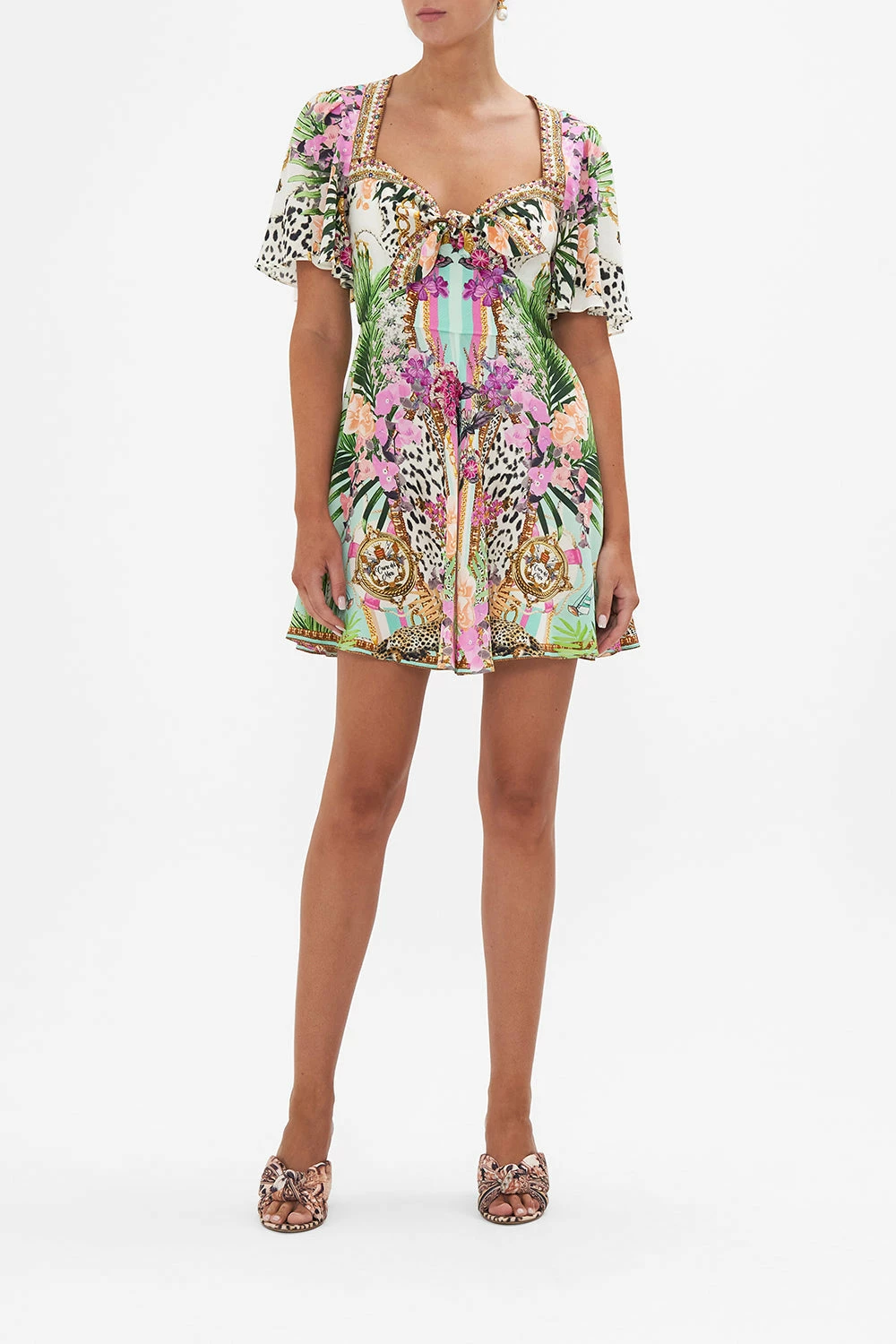 TIE FRONT MINI WITH FLUTTER SLEEVES DEAR AMORE MIO