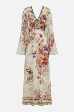 GATHERED KIMONO DRESS FRIENDS WITH FRESCOS -clothing shop CAMILLA 00026730 GATHERED KIMONO DRESS FRIENDS WITH FRESCOS GHOST 1