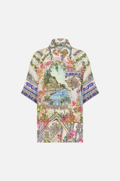 OVERSIZED SHIRT WITH POCKET AMALFI AMORE -clothing shop CAMILLA 00026747 OVERSIZEDSHIRTWPOCKET AMALFIAMORE GHOST 1