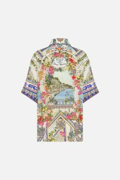 OVERSIZED SHIRT WITH POCKET AMALFI AMORE -clothing shop CAMILLA 00026747 OVERSIZEDSHIRTWPOCKET AMALFIAMORE GHOST 2