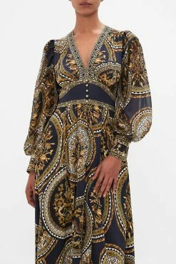 SHAPED WAISTBAND DRESS WITH GATHERED SLEEVES DUOMO KALEIDO -clothing shop CAMILLA 00028196 DUOMOKALEIDO SHAPEDWAISTBANDDRESSWITHGATHEREDSLEEVES 3