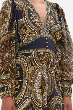 SHAPED WAISTBAND DRESS WITH GATHERED SLEEVES DUOMO KALEIDO -clothing shop CAMILLA 00028196 DUOMOKALEIDO SHAPEDWAISTBANDDRESSWITHGATHEREDSLEEVES 4