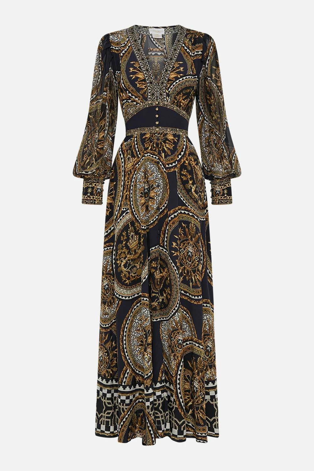 SHAPED WAISTBAND DRESS WITH GATHERED SLEEVES DUOMO KALEIDO - Image 3