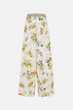 WIDE LEG WAISTED PANT CATERINA SPRITZ -clothing shop CAMILLA 00028239 WIDELEGWAISTEDPANTLEMONS CATERINASPRITZ GHOST 2