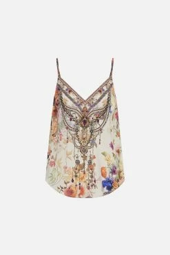 V-NECK BIAS CAMI FRIENDS WITH FRESCOS -clothing shop CAMILLA 00028242 V NECK BIAS CAMI FRIENDS WITH FRESCOS GHOST 1