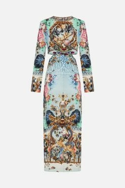 CUT OUT JERSEY DRESS WITH HARDWARE LETTERS TO LEO -clothing shop CAMILLA 00028249 CUT OUT JERSEY DRESS W HARDWARE LETTERS TO LEO GHOST 2