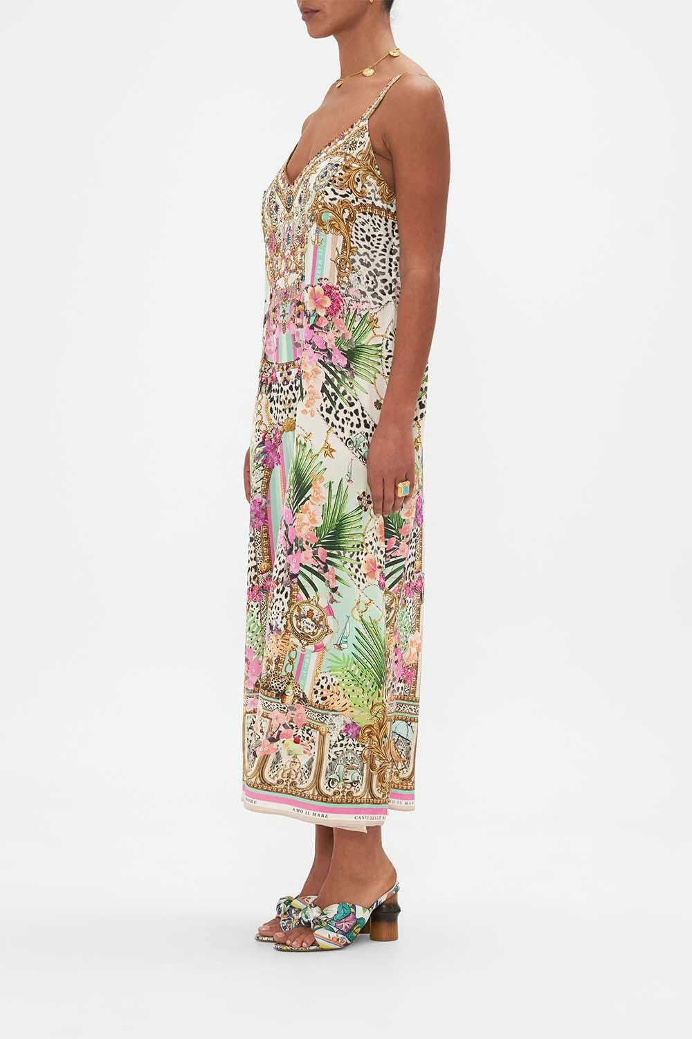 V NECK MIDI SLIP DRESS DEAR AMORE MIO 4 V NECK MIDI SLIP DRESS DEAR AMORE MIO - Image 4