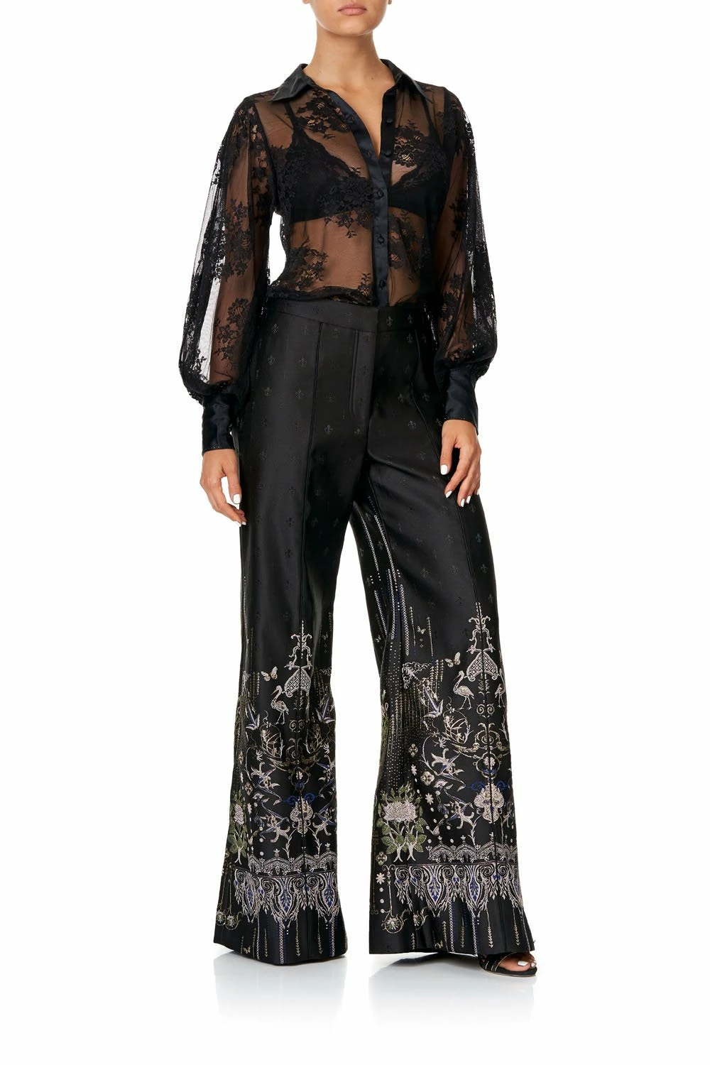 JACQUARD PANT WITH FRONT SEAMS REBELLE REBELLE 6 JACQUARD PANT WITH FRONT SEAMS REBELLE REBELLE - Image 6