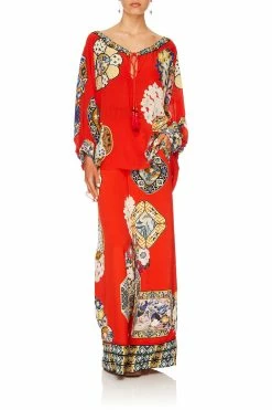 WIDE LEG PANT W/CUFFS FOUND IN TRANSLATION -clothing shop camilla found in translation raglan sleeve blouse w cuff 12 1