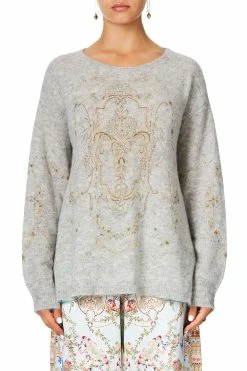 EMBELLISHED KNIT GREY -clothing shop camilla grey jumper versailles sky 3