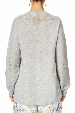 EMBELLISHED KNIT GREY -clothing shop camilla grey jumper versailles sky 5