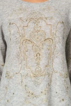 EMBELLISHED KNIT GREY -clothing shop camilla grey jumper versailles sky 7