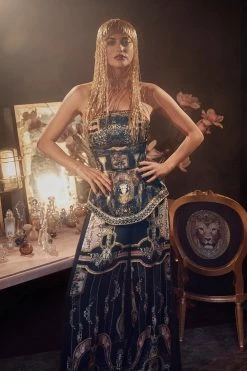 HIGH WAISTED TROUSER WITH GODET MIDNIGHT MEETING -clothing shop camilla high waisted trouser with godet midnight meeting 10