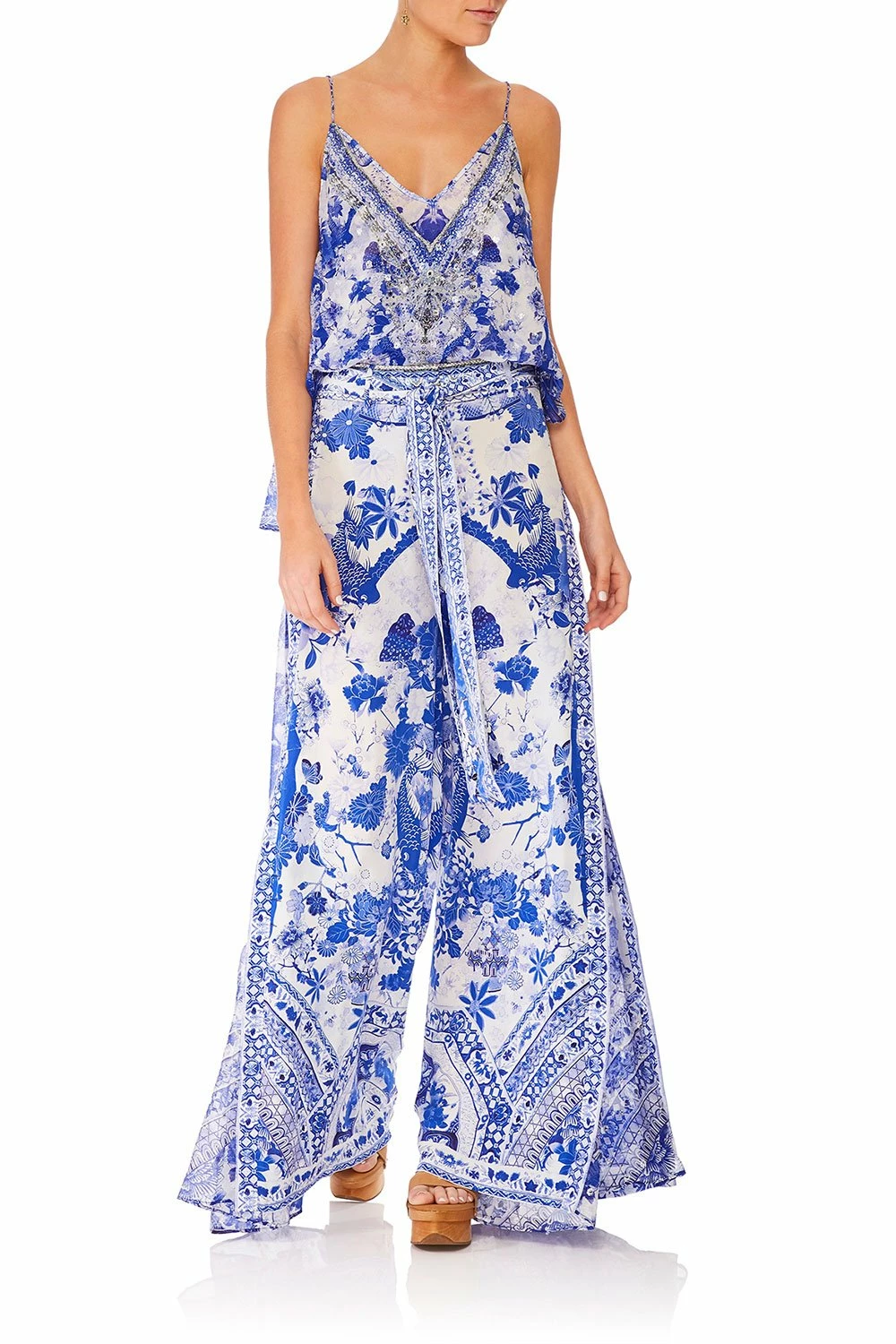 HIGH WAISTED TROUSER WITH GODET THE FAN SEA - Image 4