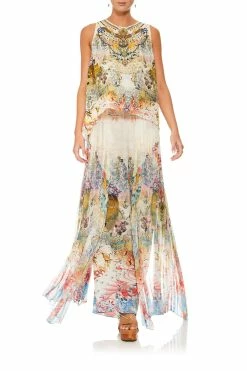 WIDE LEG PANT WITH PLEAT OVERLAY LADY LABYRINTH -clothing shop camilla lady labyrinth butonback top 1 1