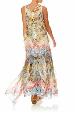 WIDE LEG PANT WITH PLEAT OVERLAY LADY LABYRINTH -clothing shop camilla lady labyrinth butonback top 4 1