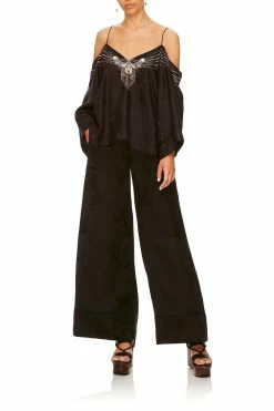 LOUNGE TROUSER WITH CUFFS SOLID BLACK 18 LOUNGE TROUSER WITH CUFFS SOLID BLACK -clothing shop camilla off shoulder flare sleeve top solid black 6 ce200236 9225 4e69 bf40 e7c59bfe7dee