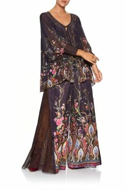 HIGH WAISTED TROUSER WITH GODET WILD FLOWER -clothing shop camilla raglan sleeve button up top wild flower 1 8a688386 8c63 4d2a b782 014b1a0e5333