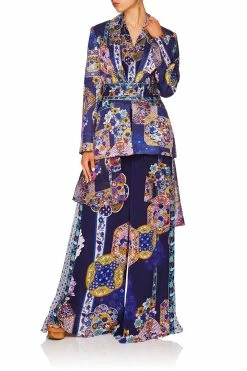 HIGH WAISTED TROUSER W/GODET STAR GAZER -clothing shop camilla star gazer blazer w chiffon contrast 10 1 ba7a4684 28ea 4cae 93b0 a117d877e992