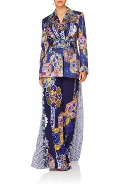 HIGH WAISTED TROUSER W/GODET STAR GAZER -clothing shop camilla star gazer blazer w chiffon contrast 13 1 95bff521 ff35 42db 9d15 9456ea6d3ef4