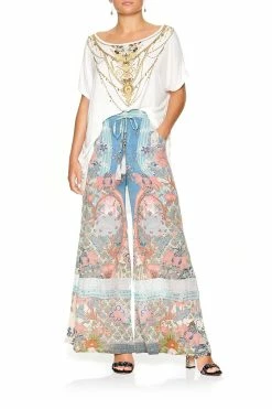 WIDE LEG DRAWSTRING WAIST PANT BLANCHES BLESSING -clothing shop camilla wide leg drawstring waist pant blanches blessing 4