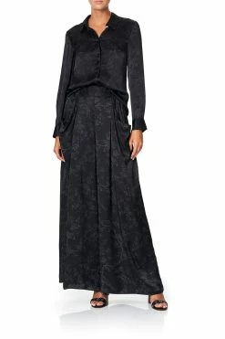 WIDE LEG PANT WITH GATHERED POCKETS NOIR BOUDOIR