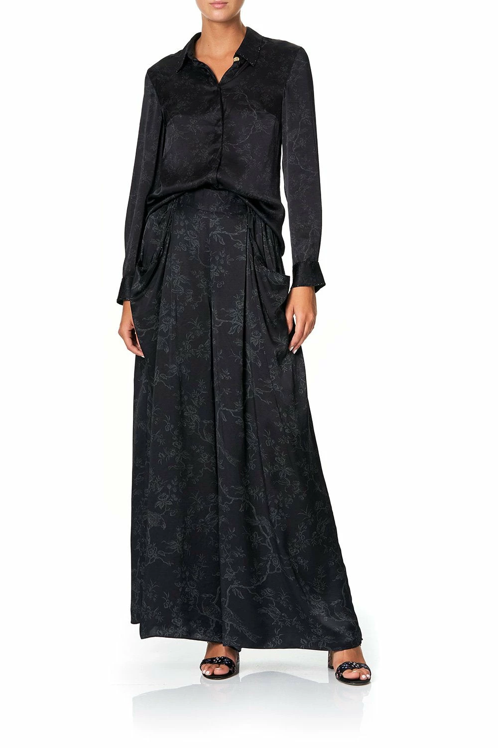 WIDE LEG PANT WITH GATHERED POCKETS NOIR BOUDOIR 1 WIDE LEG PANT WITH GATHERED POCKETS NOIR BOUDOIR