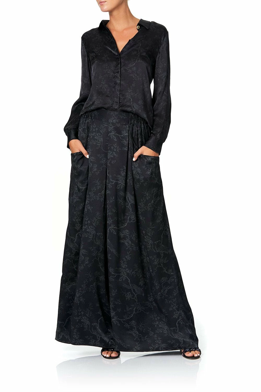 WIDE LEG PANT WITH GATHERED POCKETS NOIR BOUDOIR 5 WIDE LEG PANT WITH GATHERED POCKETS NOIR BOUDOIR - Image 5