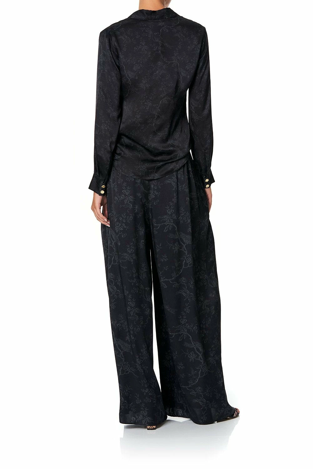WIDE LEG PANT WITH GATHERED POCKETS NOIR BOUDOIR 4 WIDE LEG PANT WITH GATHERED POCKETS NOIR BOUDOIR - Image 4