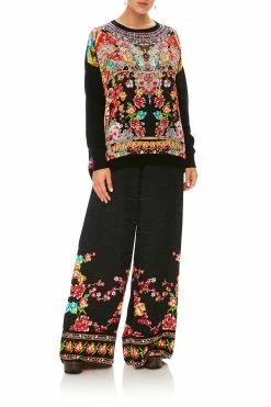 WIDE LEG PANT WITH CUFFS PAINTED LAND -clothing shop camilla wide leg pant with cuffs painted land 5