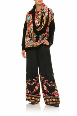 WIDE LEG PANT WITH CUFFS PAINTED LAND -clothing shop camilla wide leg pant with cuffs painted land 6