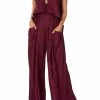 WIDE LEG PANT WITH GATHERED POCKETS BURGUNDY