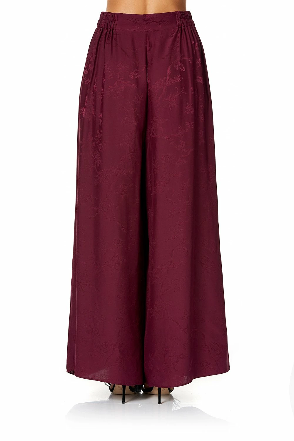 WIDE LEG PANT WITH GATHERED POCKETS BURGUNDY 7 WIDE LEG PANT WITH GATHERED POCKETS BURGUNDY - Image 7
