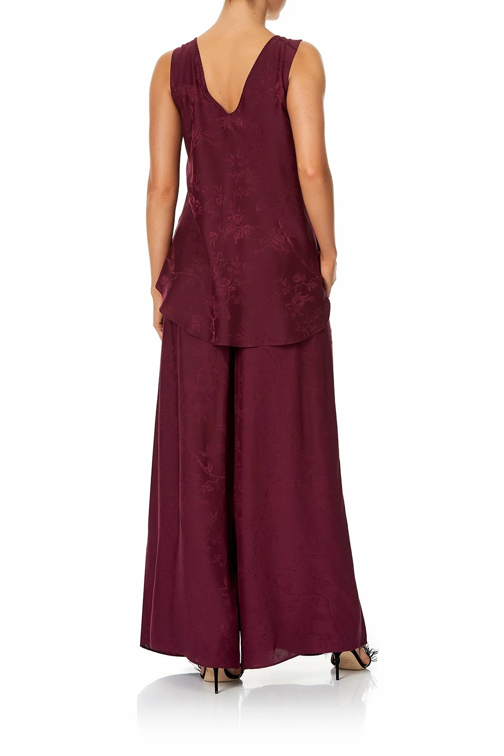 WIDE LEG PANT WITH GATHERED POCKETS BURGUNDY 5 WIDE LEG PANT WITH GATHERED POCKETS BURGUNDY - Image 5
