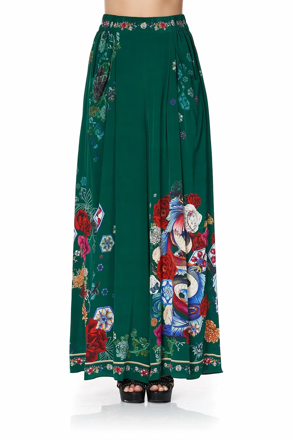 WIDE LEG PANT WITH GATHERED POCKETS EMERALD'S ORBIT 6 WIDE LEG PANT WITH GATHERED POCKETS EMERALD'S ORBIT - Image 6