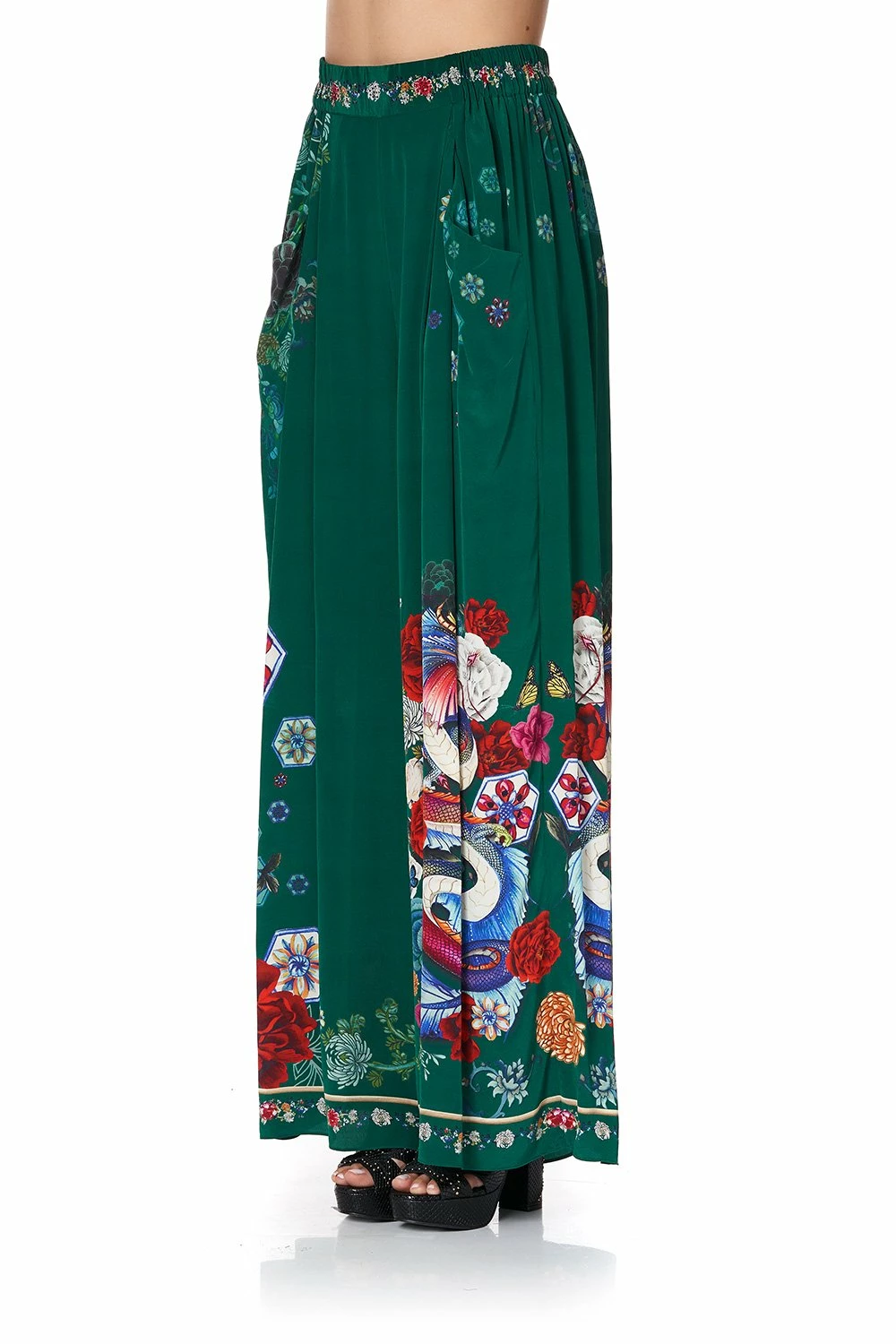 WIDE LEG PANT WITH GATHERED POCKETS EMERALD'S ORBIT 7 WIDE LEG PANT WITH GATHERED POCKETS EMERALD'S ORBIT - Image 7