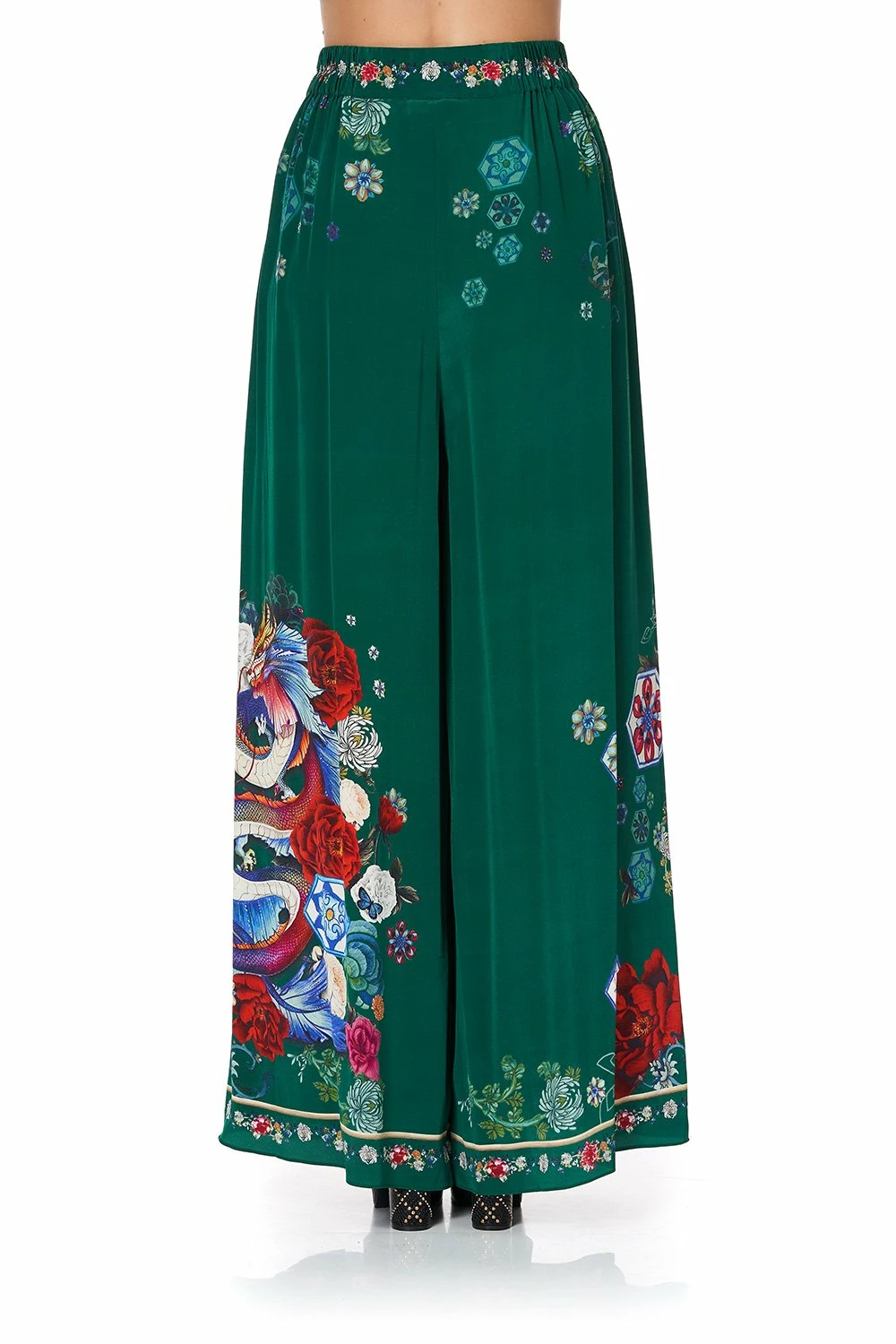 WIDE LEG PANT WITH GATHERED POCKETS EMERALD'S ORBIT 8 WIDE LEG PANT WITH GATHERED POCKETS EMERALD'S ORBIT - Image 8